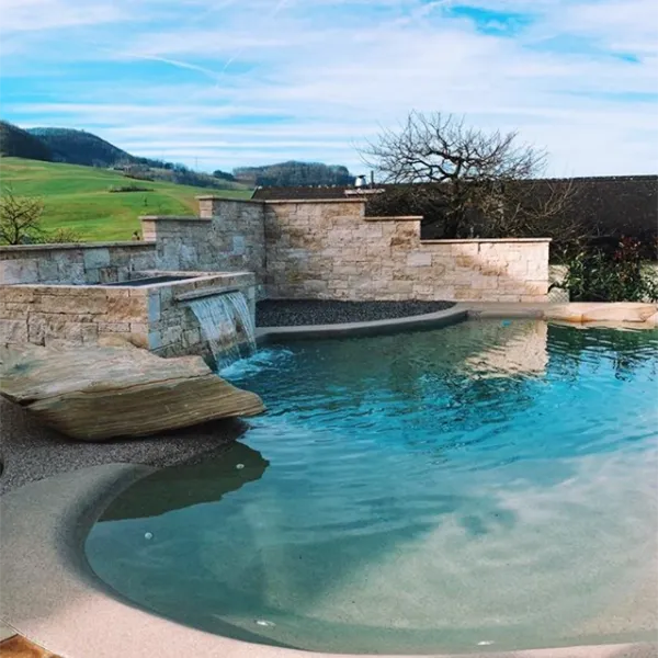 BioPool with waterfall Biopool With Waterfall biodesign pools