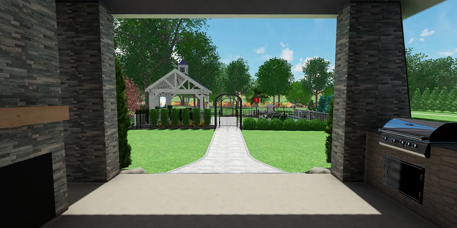 Westerville Landscaping 3D Design3 Westerville Landscaping D Design farmhouse patio