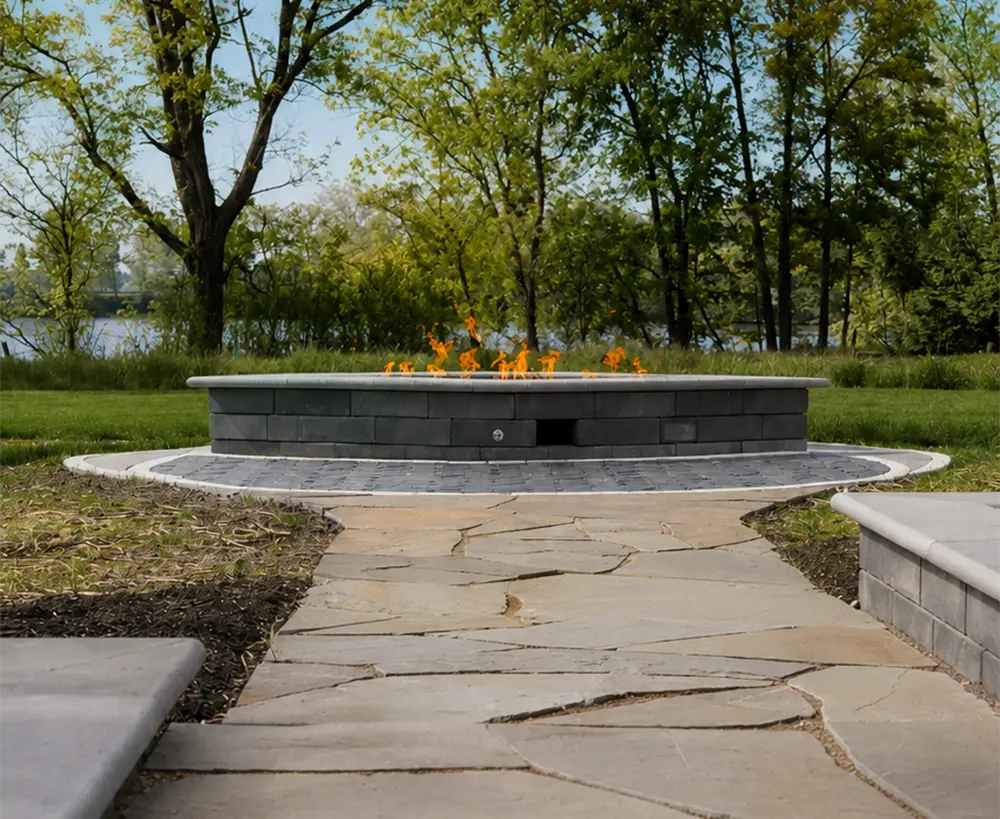 Westerville Walkway Fire Pit Westerville Walkway Fire Pit farmhouse patio